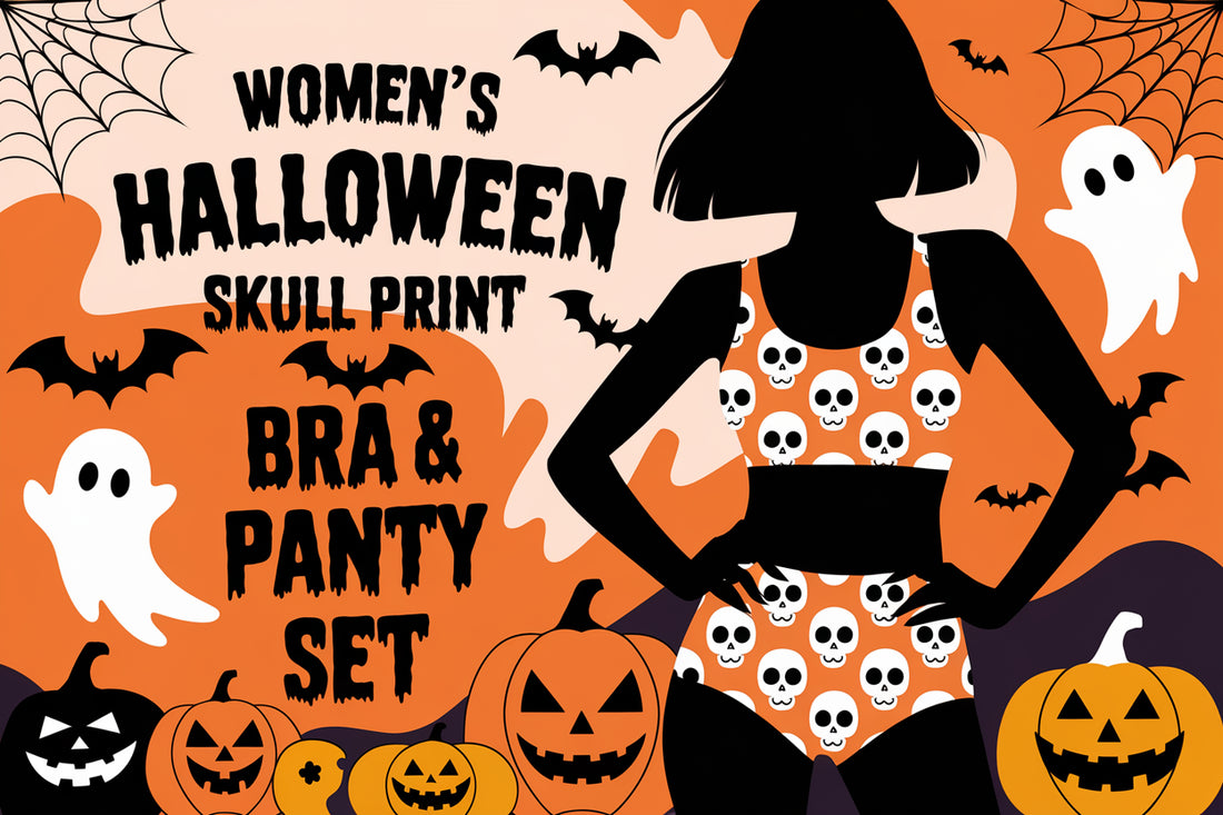 🎃 2024 Halloween Comfort: Women's Halloween Skull Print Sports Bra & Panty Set