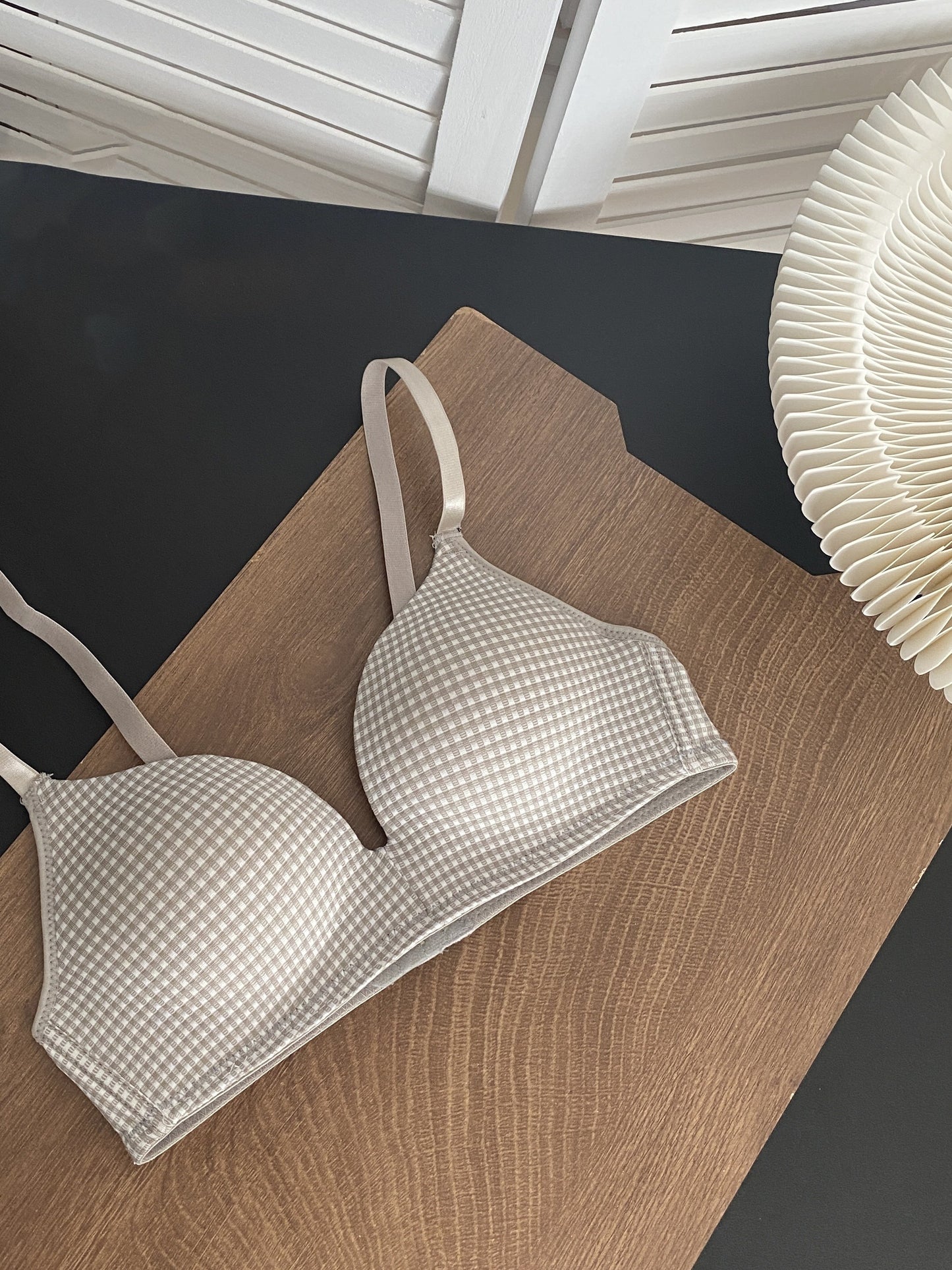 Push-Up-BH mit Karomuster für Damen – bequeme, mittelelastische Einteiler-Dessous