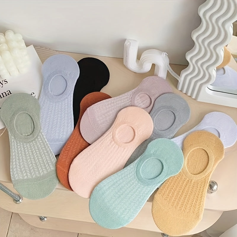 10 Pairs Simple No Show Socks, Soft & Lightweight Low Cut Ankle Socks, Women's Stockings & Hosiery