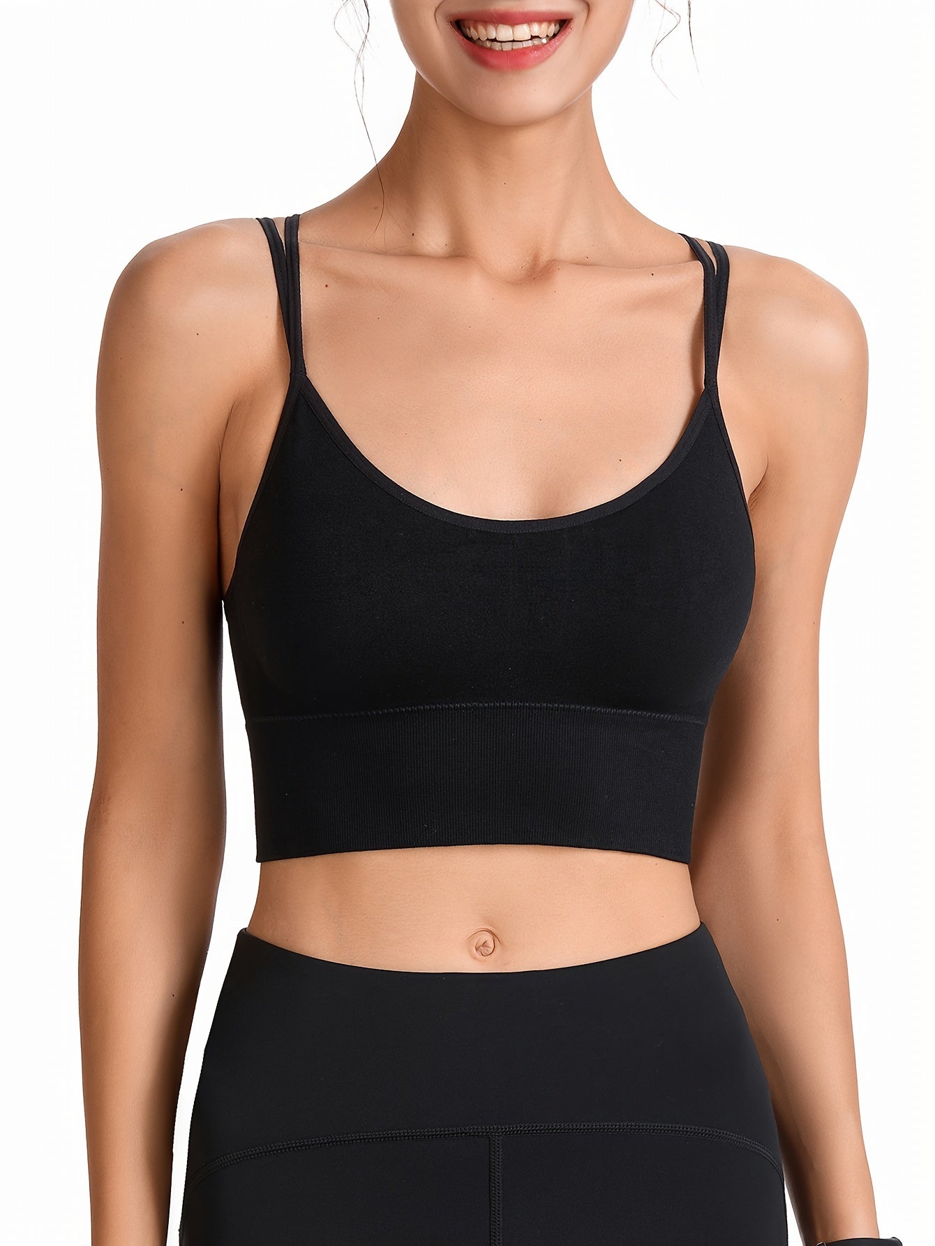 Damen-Sport-BH-Oberteil mit herausnehmbaren Polstern, überkreuzter Rücken, bügellos, für Training und Yoga, sportlicher Stil