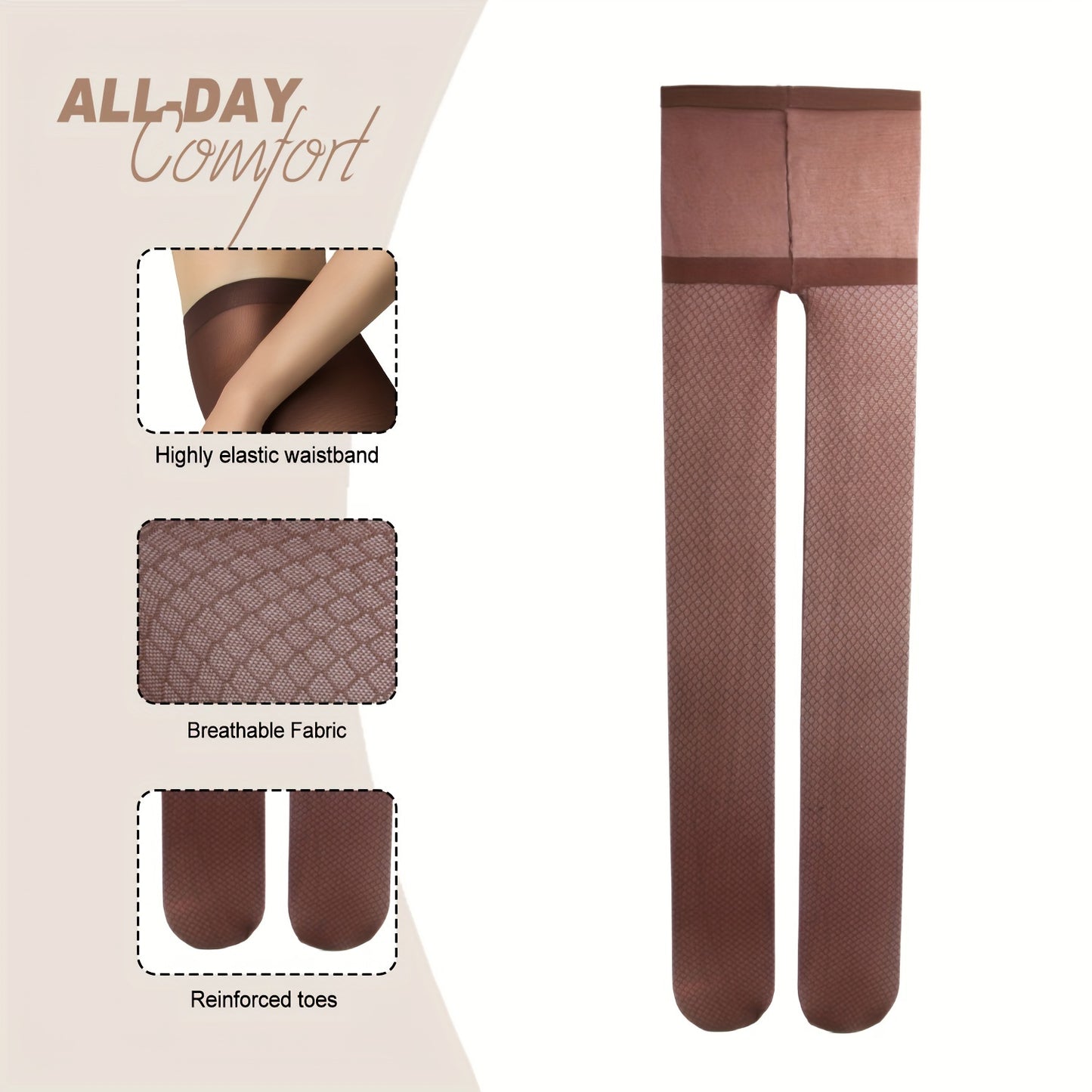3 pares de medias estampadas informales, delgadas y lisas para mujer, de alta elasticidad, agradables para la piel y transpirables.