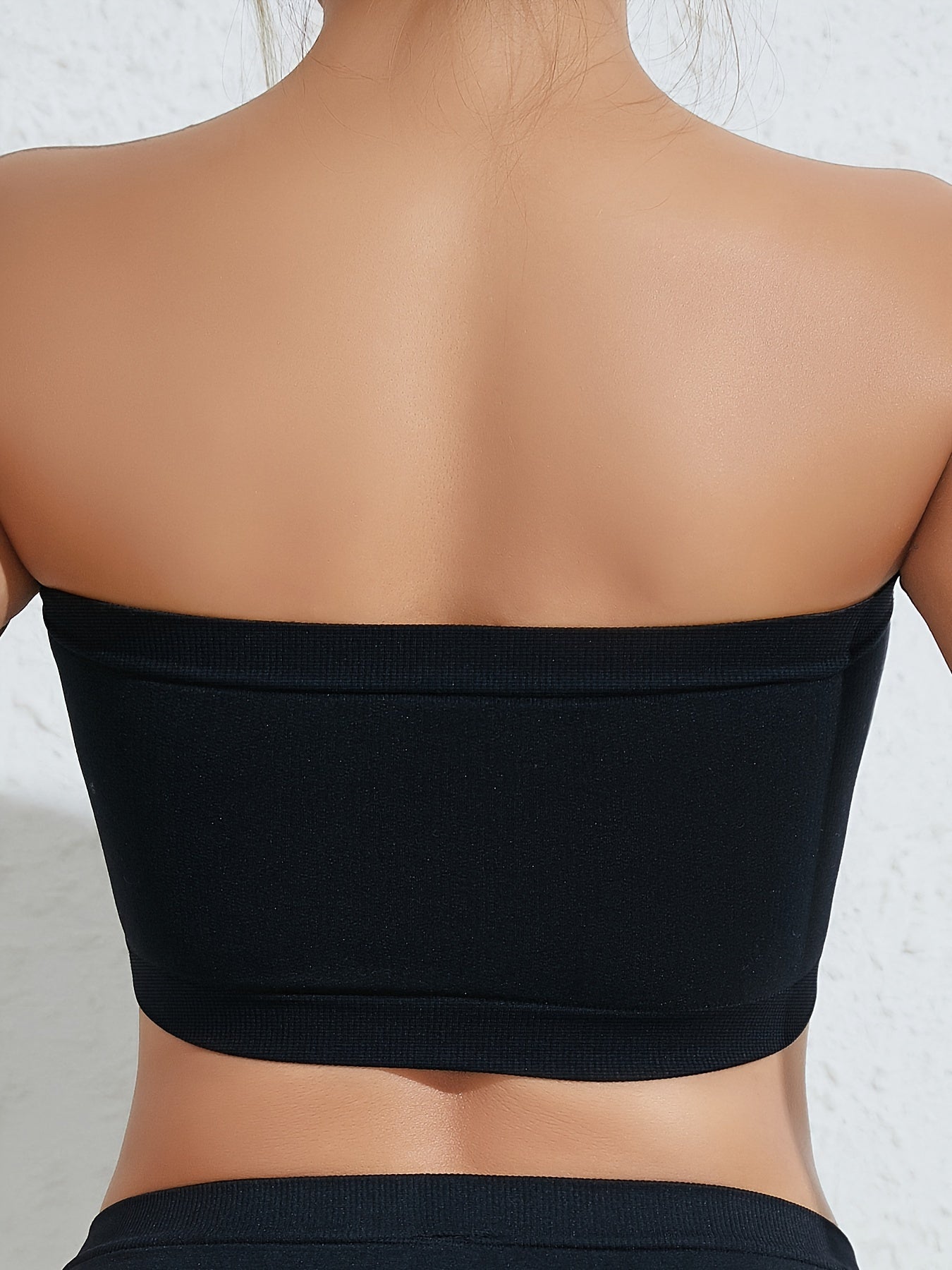 3pcs Solid Seamless Ruched Strapless Top, Sexy Anti Slip Removable Pads Bandeaus, Women's Lingerie & Underwear