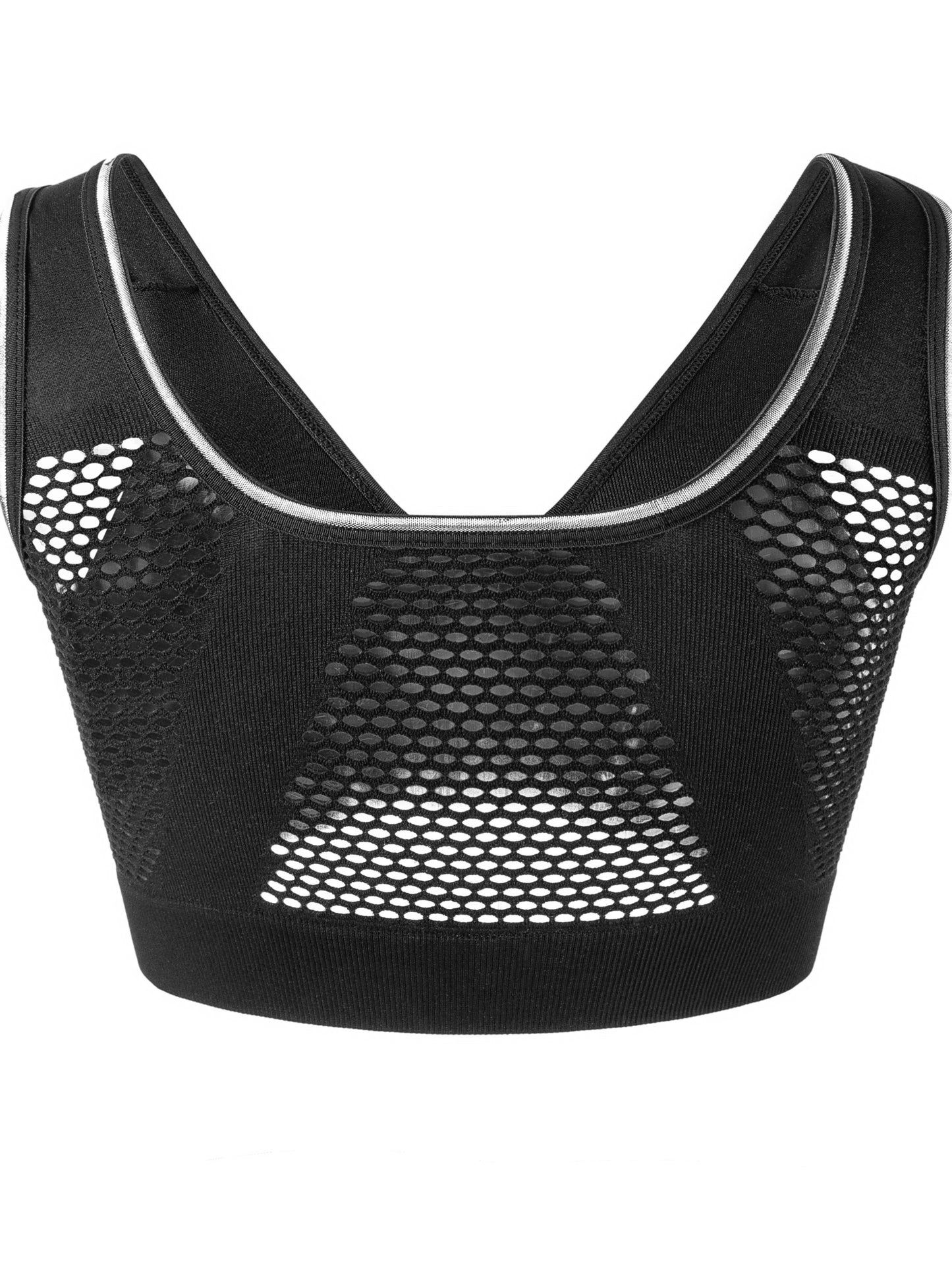 Damen-Sport-BH, Übergröße, Schnalle, vorne offen, solides, atmungsaktives Netzgewebe, kabellos, dünn, Fitness, Yoga, Lauf-BH