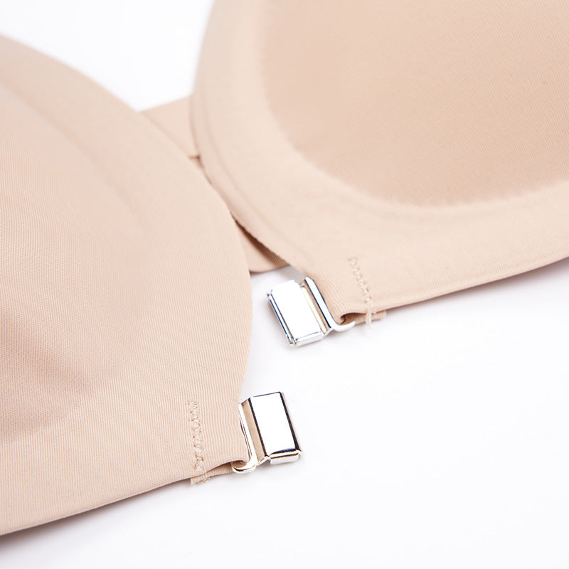 Women's Magnetic Front Closure Push-Up Bra: Seamless Deep V, Wireless, Lightweight