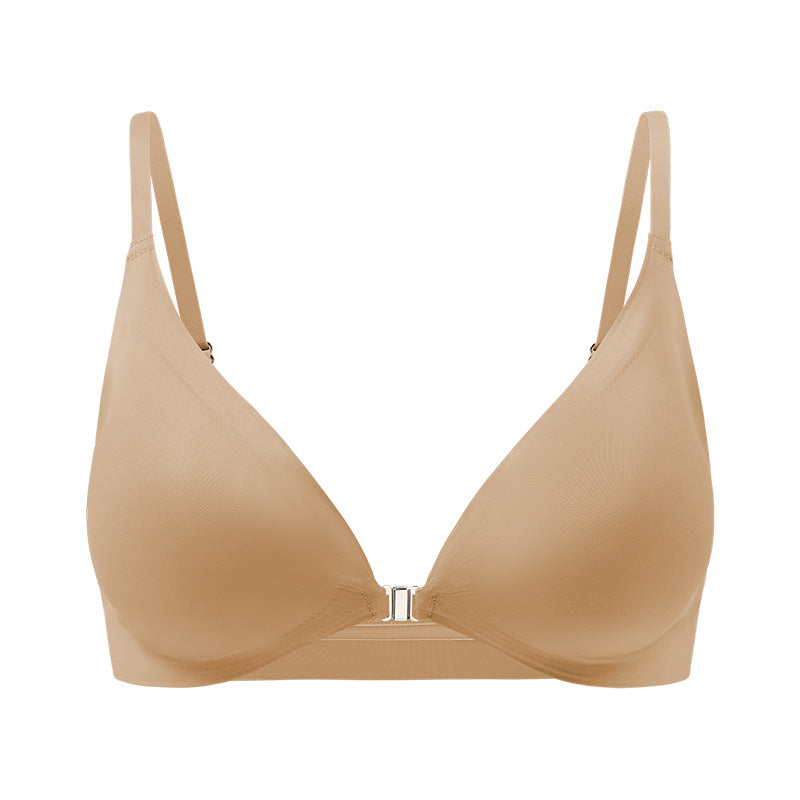 Women's Magnetic Front Closure Push-Up Bra: Seamless Deep V, Wireless, Lightweight