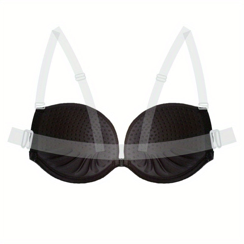 Transparenter Push-Up-BH mit festen Trägern und Frontverschluss, Bügel – sexy und bequeme Damenunterwäsche