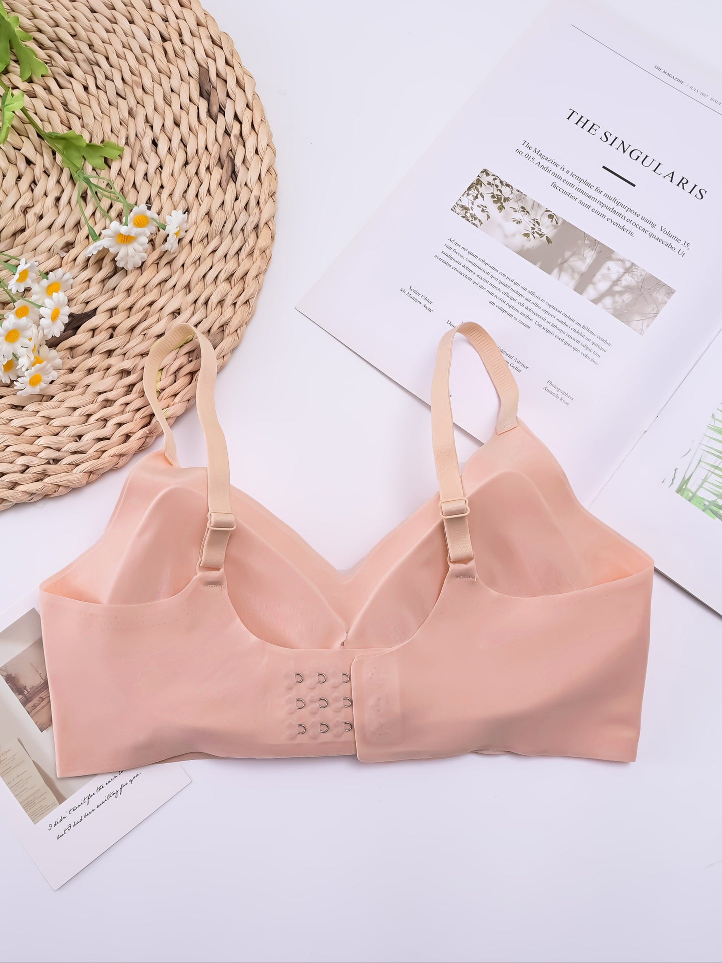 Seamless Support Bra, Comfortable Soft Wireless Lifting Bras, Anti-Sagging Back Smoothing Underwear, Casual Style With Adjustable Hooks