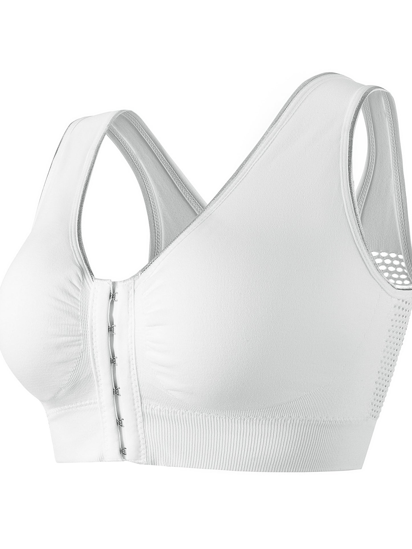 Damen-Sport-BH, Übergröße, Schnalle, vorne offen, solides, atmungsaktives Netzgewebe, kabellos, dünn, Fitness, Yoga, Lauf-BH