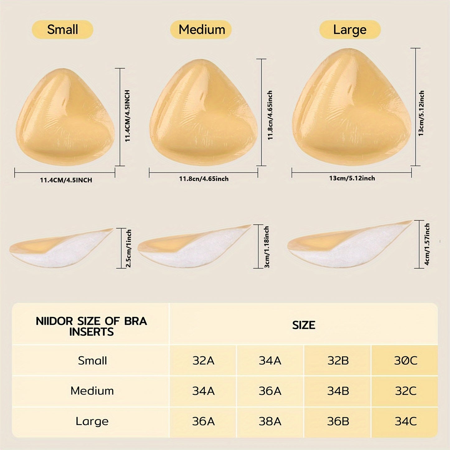 Niidor Women's Seamless Triangular Bra Pads - Double-Sided Adhesive, Invisible, Breathable & Comfortable