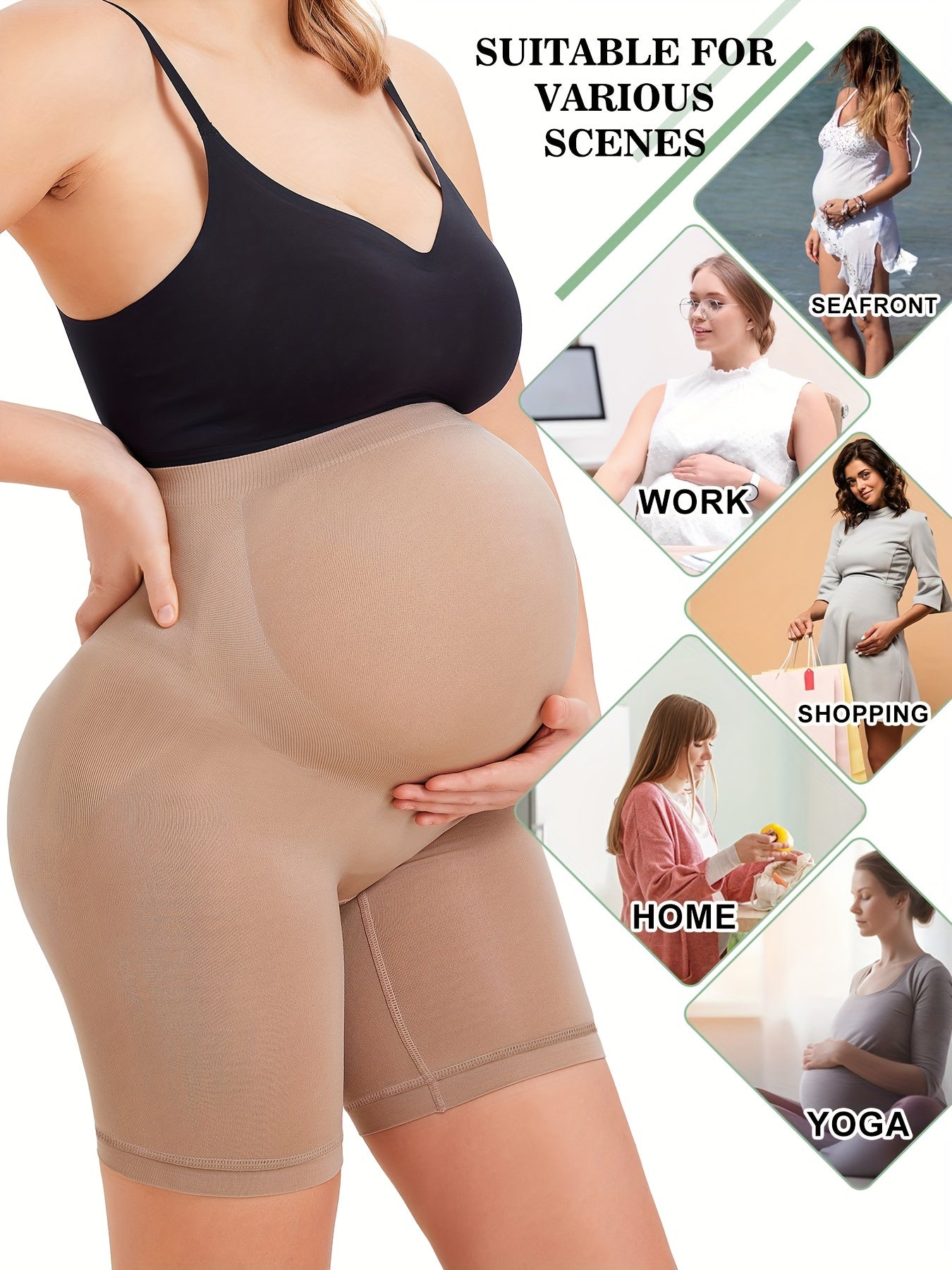 Medium Stretchy Women's Maternity Solid Underwear Boxer Briefs - Comfort for Pregnant Women