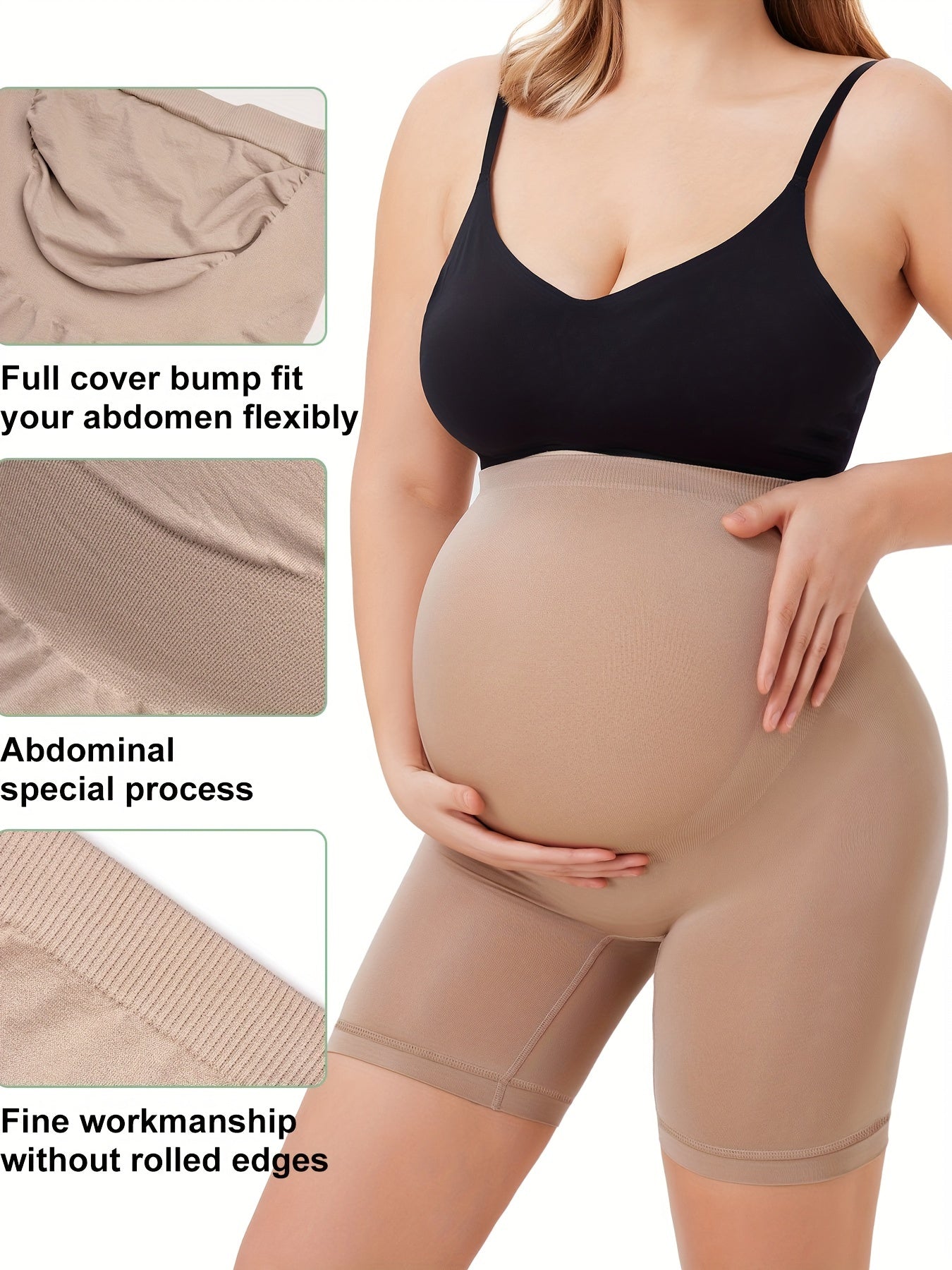 Medium Stretchy Women's Maternity Solid Underwear Boxer Briefs - Comfort for Pregnant Women