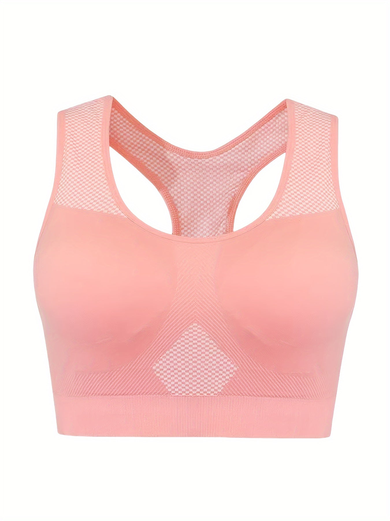 Nahtloser Sport-BH für Damen in Übergröße, Gitterstruktur-Design, atmungsaktiv, hohe Stoßfestigkeit, Racerback-Träger, Rückenstütze, Activewear fürs Laufen und Fitnessstudio, geeignet für verschiedene Sportarten