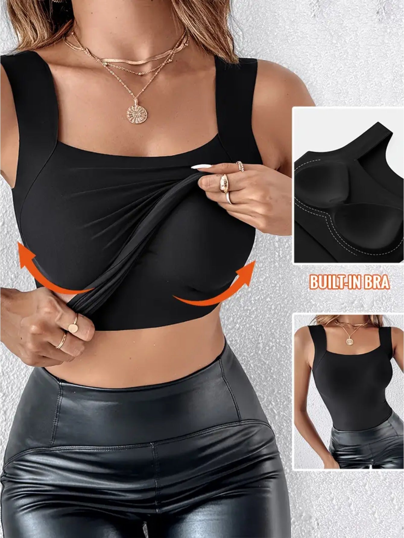3PCS Seamless Vest Top with Built-In Bra - Removable Padding