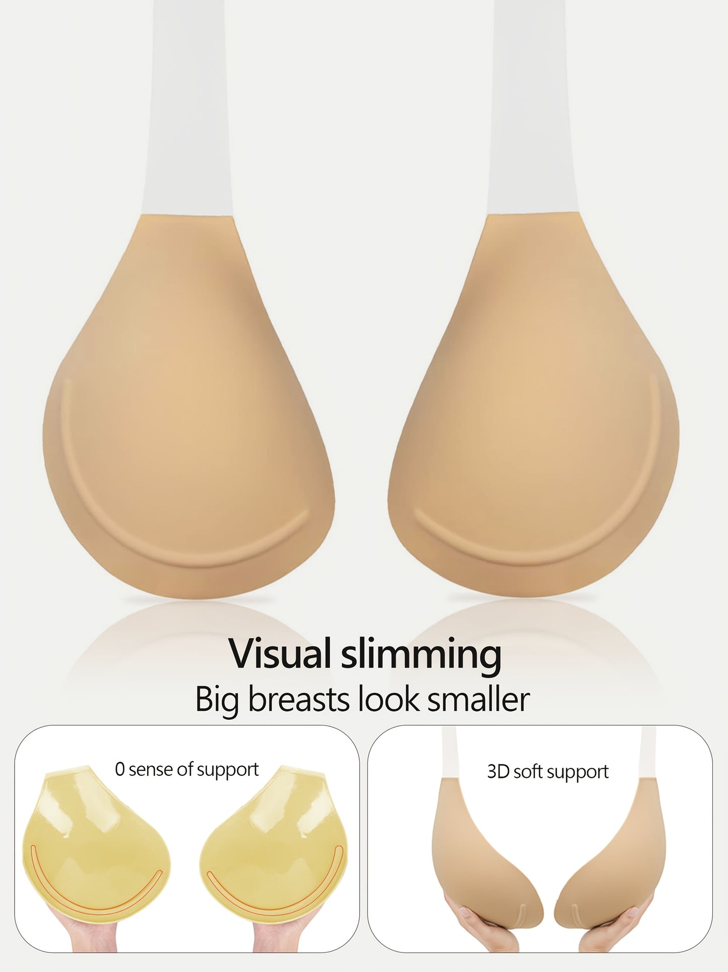SAHOBBIEHOP Invisible Strapless Plus Size Bra with Anti-Sagging 3D Cups - Natural Look, Secure Fit