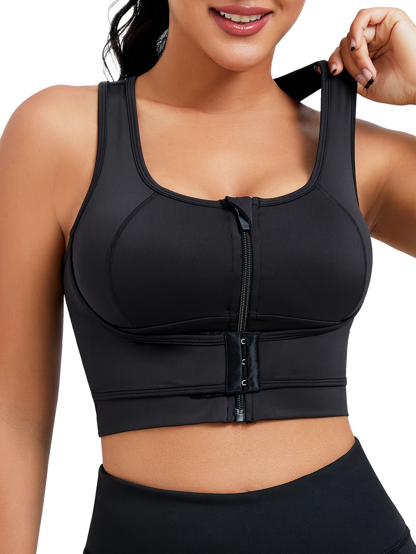 Women's Mid-Level Support Sports Bra - Outdoor Hiking, Yoga, Breathable Polyester