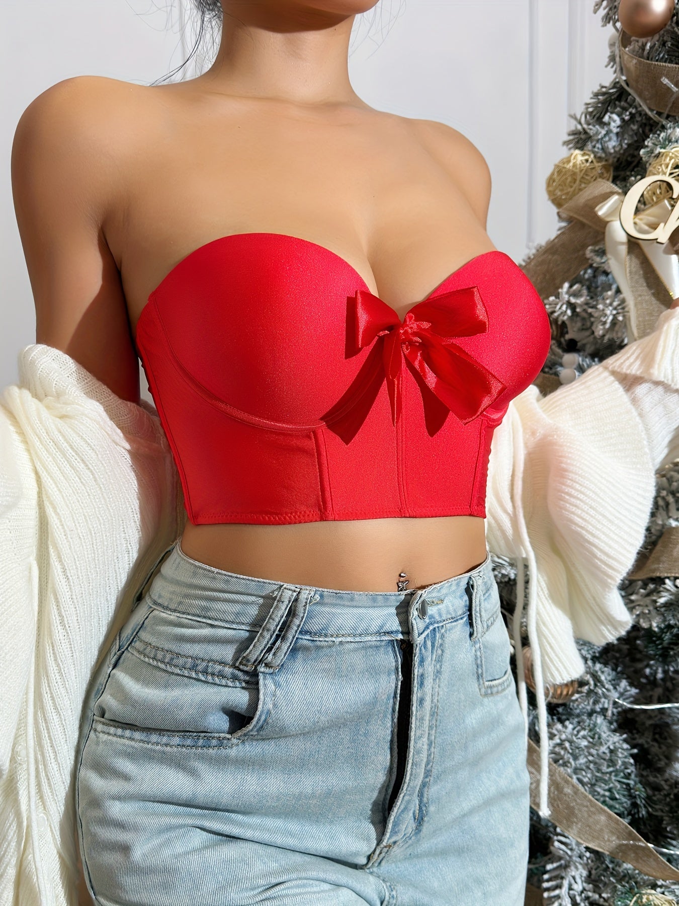 Party Bow Knot Decor Bustier Bra