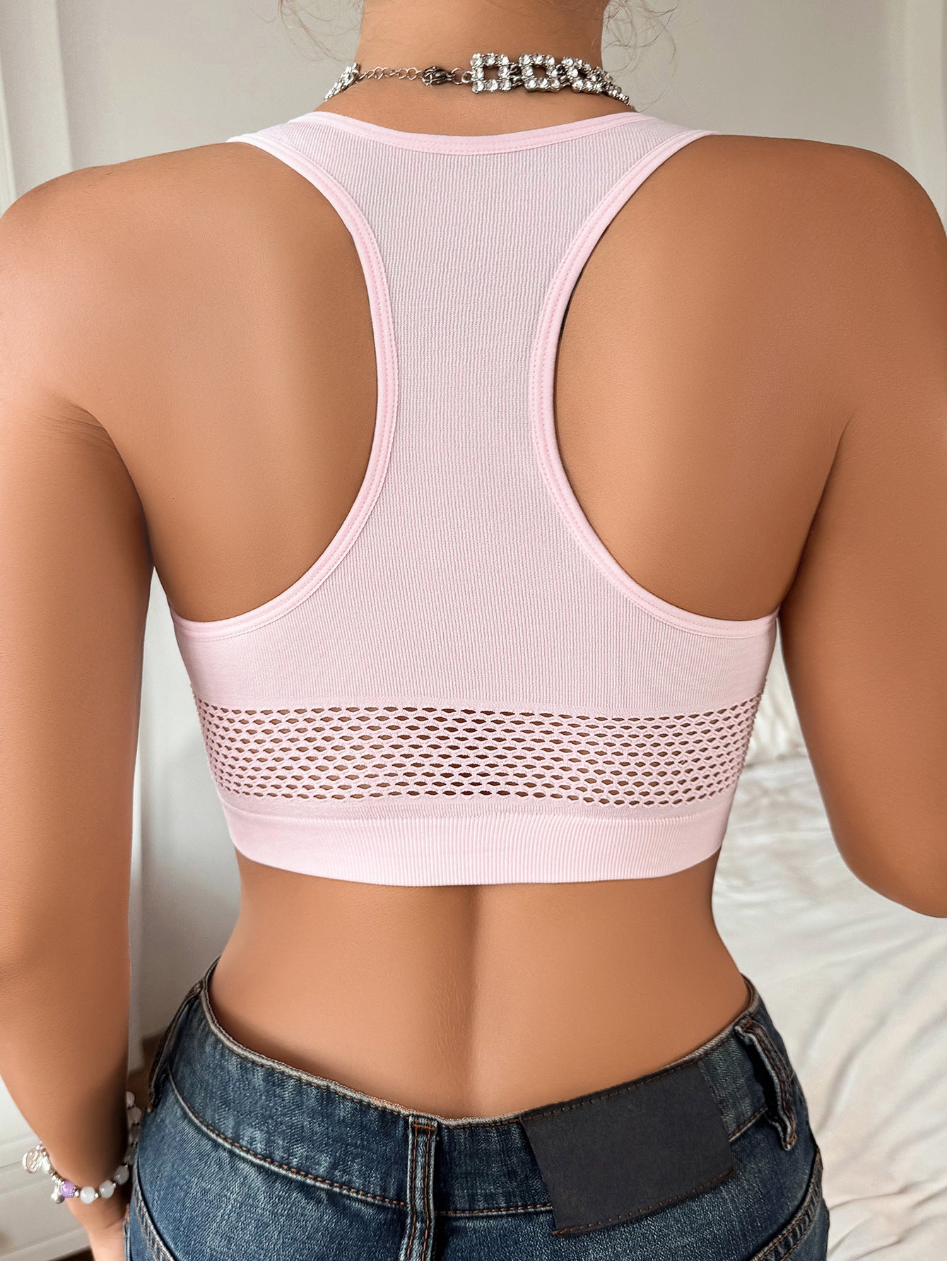 Women's Tank Bra: Full Cup, Y-Back, Wireless, Breathable Uplift
