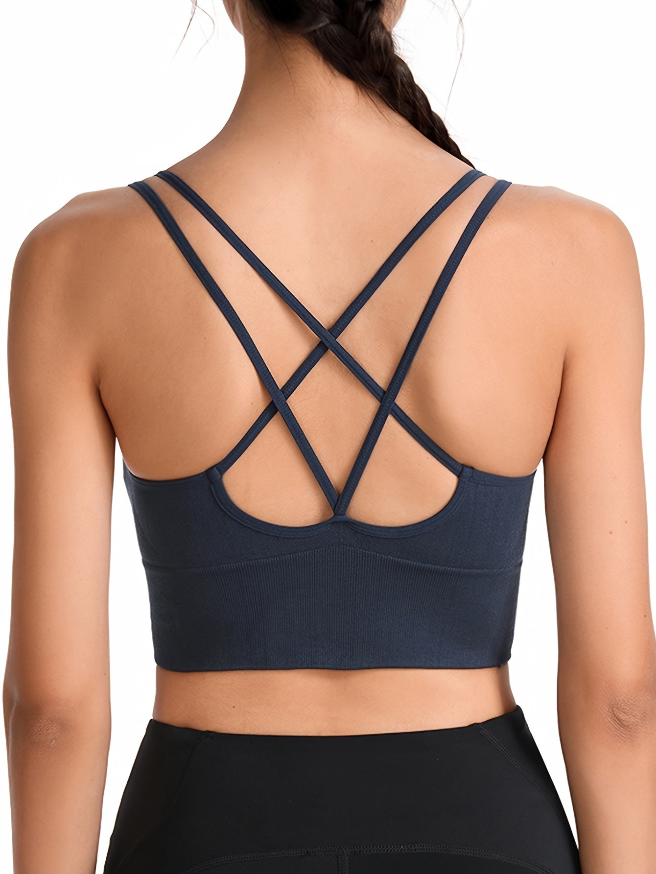 Damen-Sport-BH-Oberteil mit herausnehmbaren Polstern, überkreuzter Rücken, bügellos, für Training und Yoga, sportlicher Stil