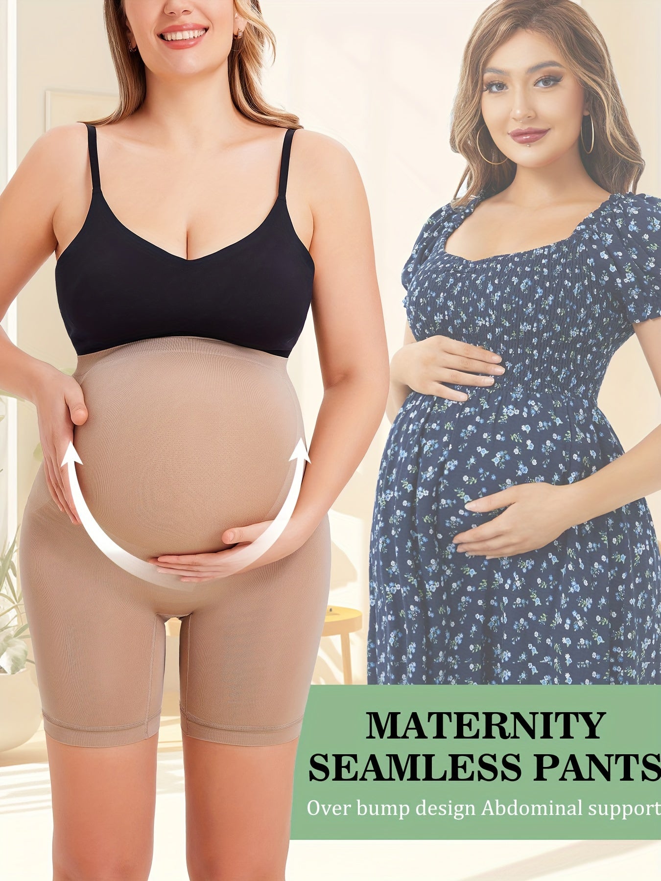 Medium Stretchy Women's Maternity Solid Underwear Boxer Briefs - Comfort for Pregnant Women