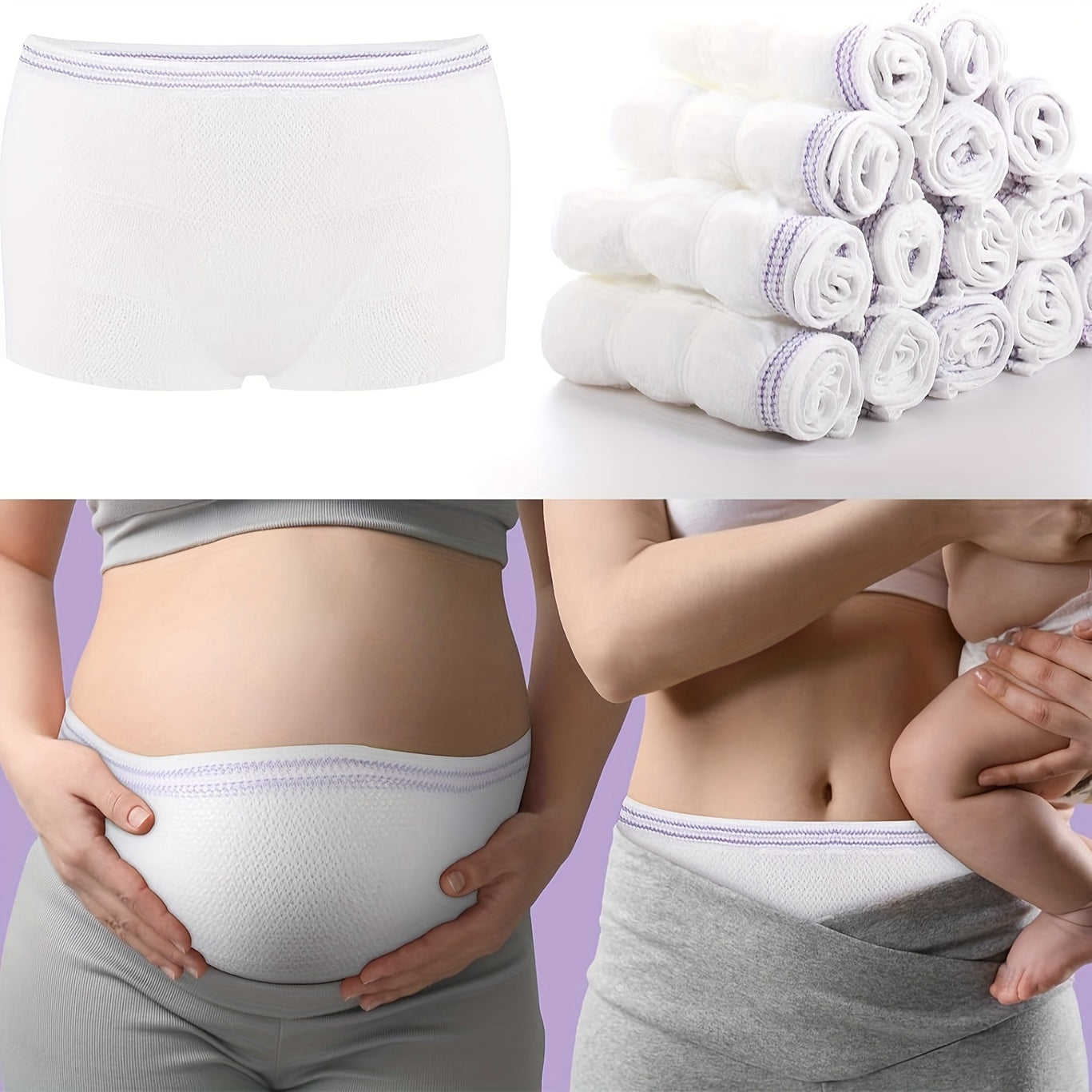 14 Counts Mesh Underwear Postpartum High Waist C Section Disposable Maternity Hospital Panties, Medium