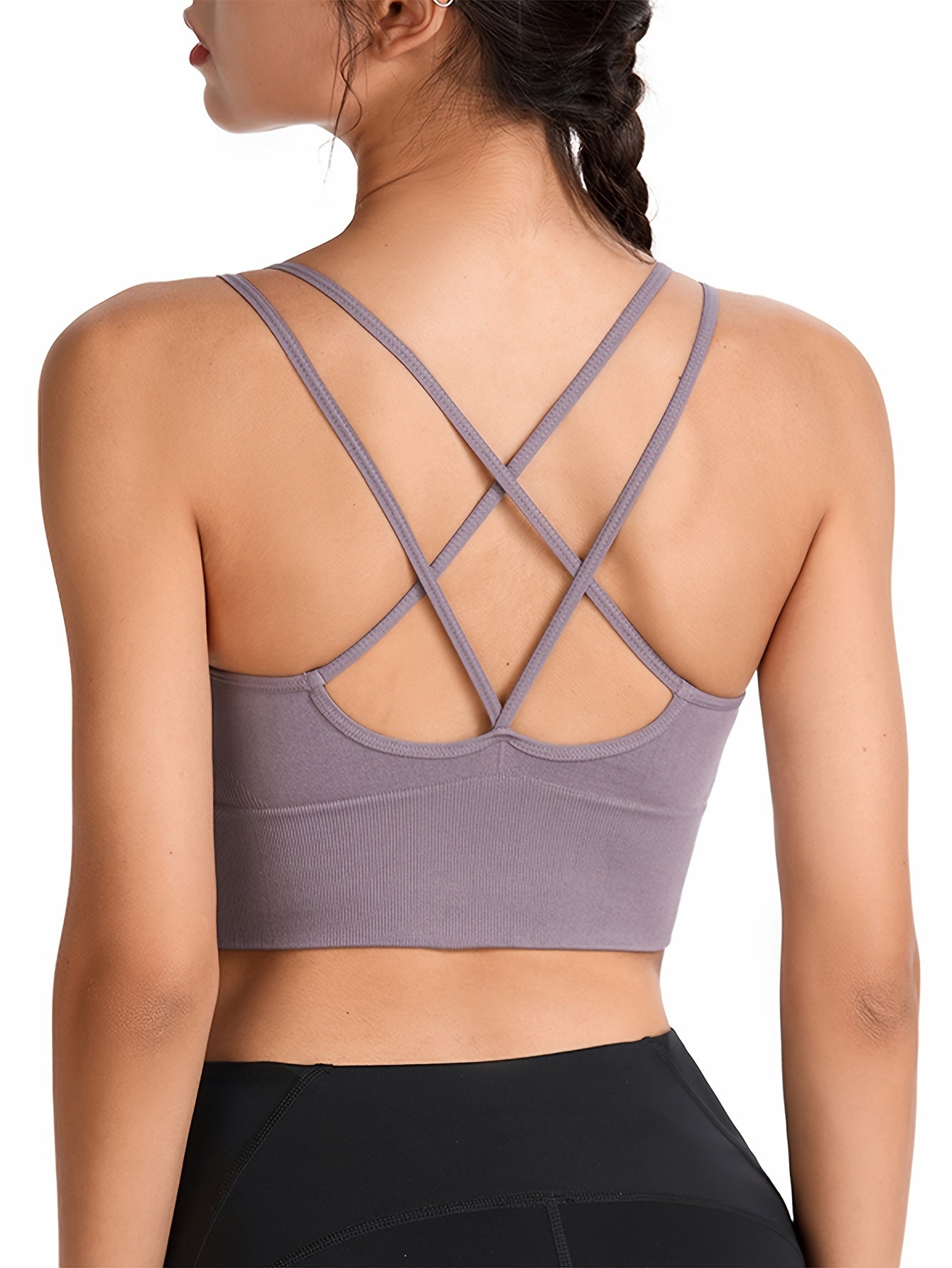 Damen-Sport-BH-Oberteil mit herausnehmbaren Polstern, überkreuzter Rücken, bügellos, für Training und Yoga, sportlicher Stil