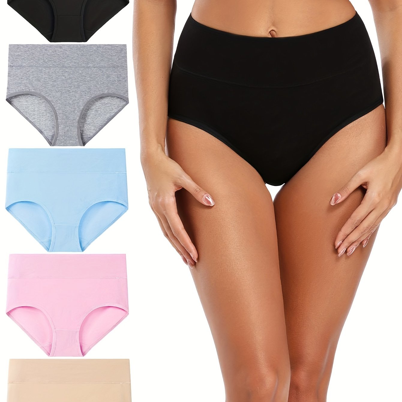 5pcs Seamless Solid Briefs
