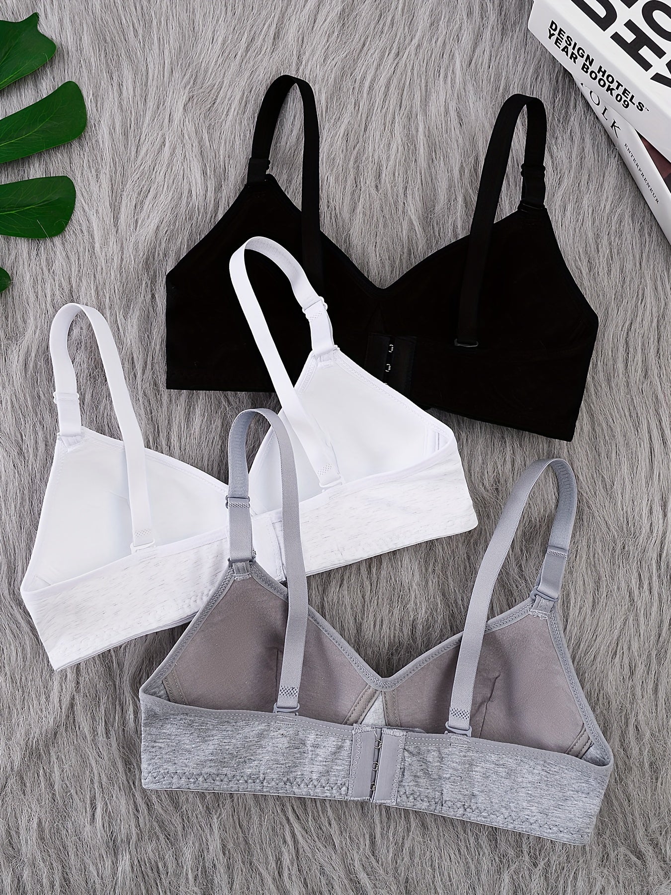 3 Pcs Teen Girls Seamless Wireless Bras - Cotton, Adjustable Straps, Comfy for Running & Workout