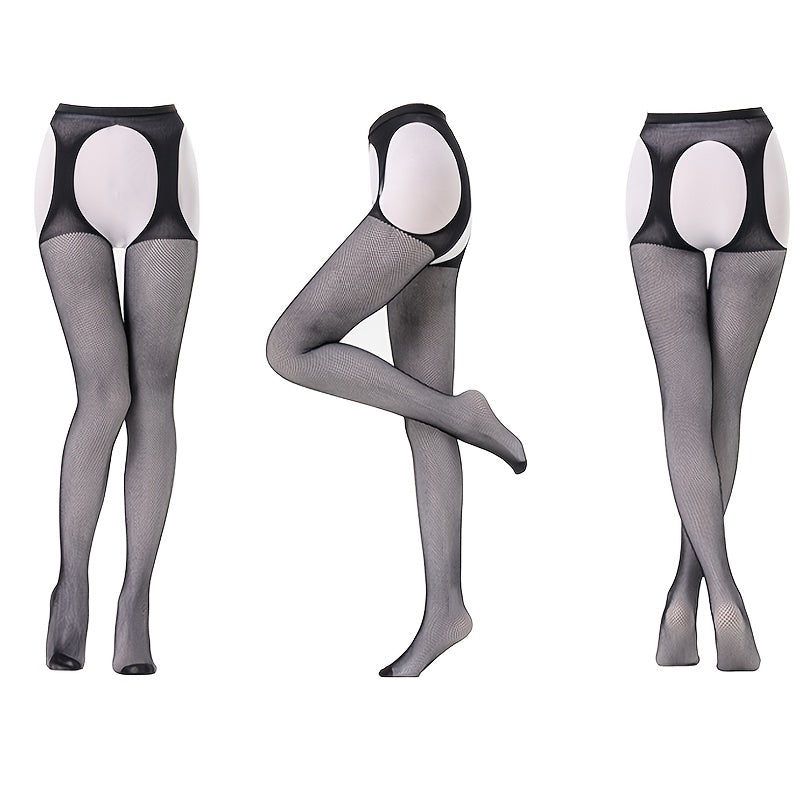 4-Pack Sexy Hollow-Out Fishnet Pantyhose Set for Women - Breathable Elastic Garter Belt Hosiery for Wedding