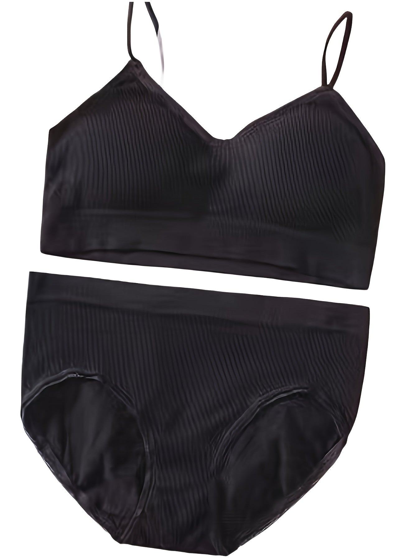 10 Pcs Women's Seamless Solid Bra & Panties Lingerie Set - Simple V Neck Bra & Elastic Panties