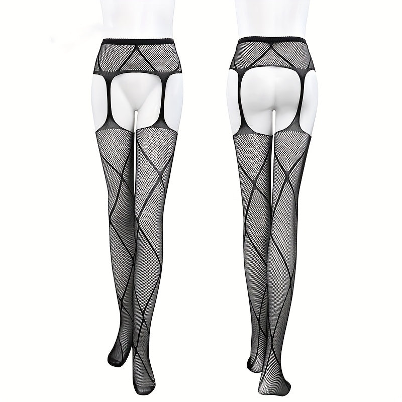 4-Pack Sexy Hollow-Out Fishnet Pantyhose Set for Women - Breathable Elastic Garter Belt Hosiery for Wedding