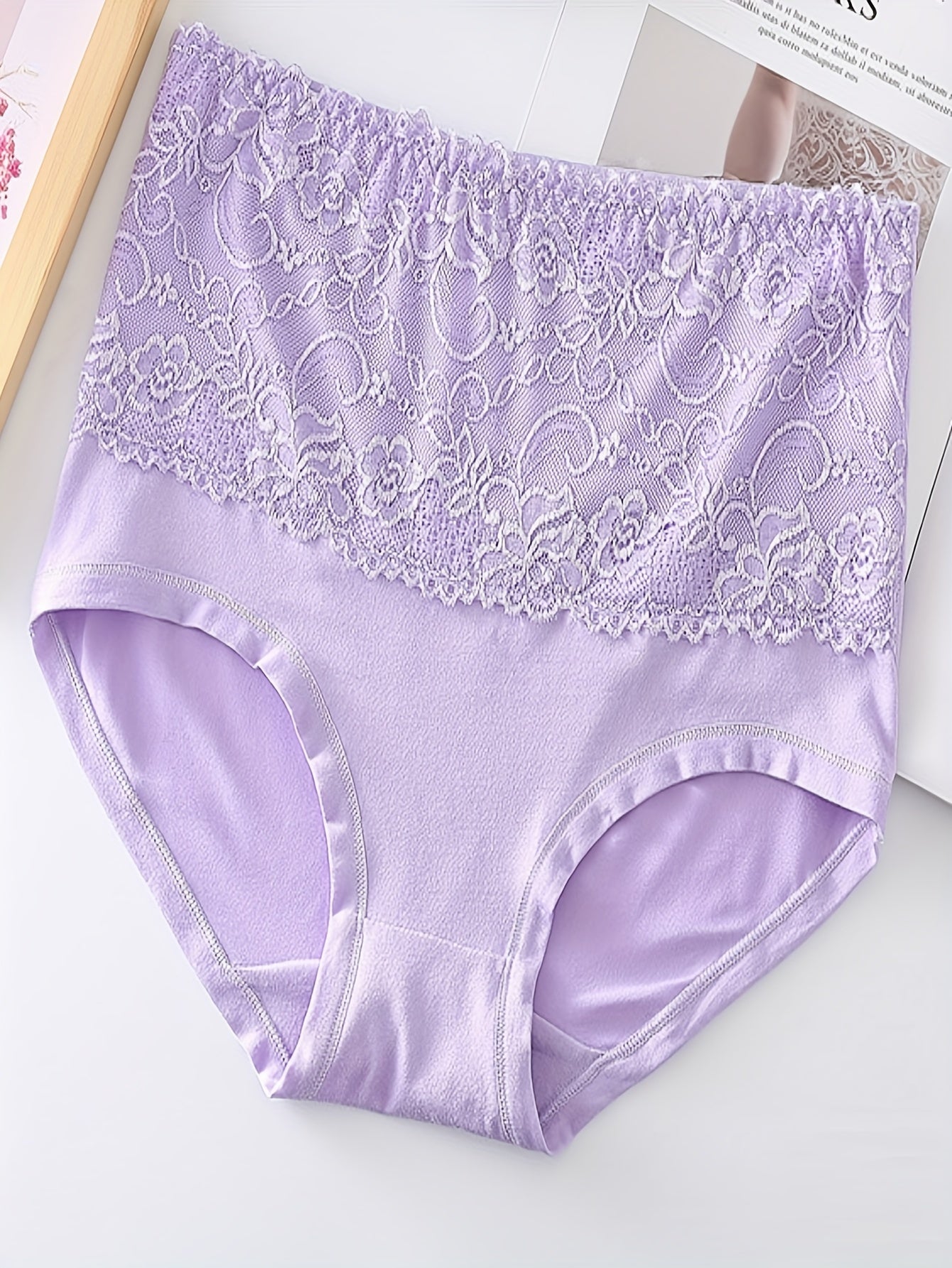 3er-Set Damen-Höschen in großer Größe, einfarbig, hohe Taille, Spitze, Bauchstraffung – ideale Geschenke