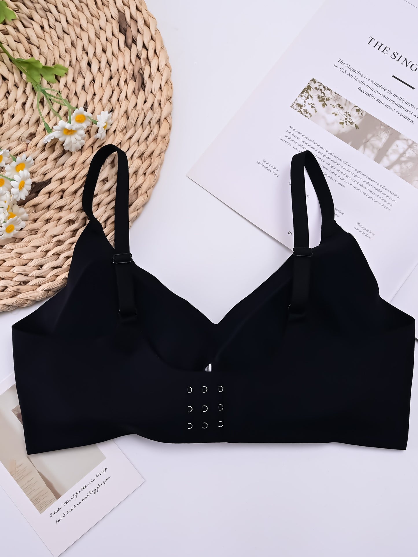 Seamless Support Bra, Comfortable Soft Wireless Lifting Bras, Anti-Sagging Back Smoothing Underwear, Casual Style With Adjustable Hooks