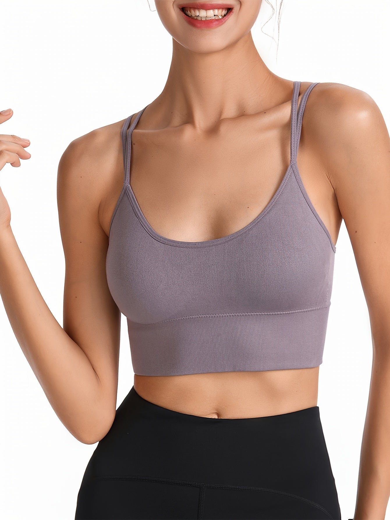 Damen-Sport-BH-Oberteil mit herausnehmbaren Polstern, überkreuzter Rücken, bügellos, für Training und Yoga, sportlicher Stil