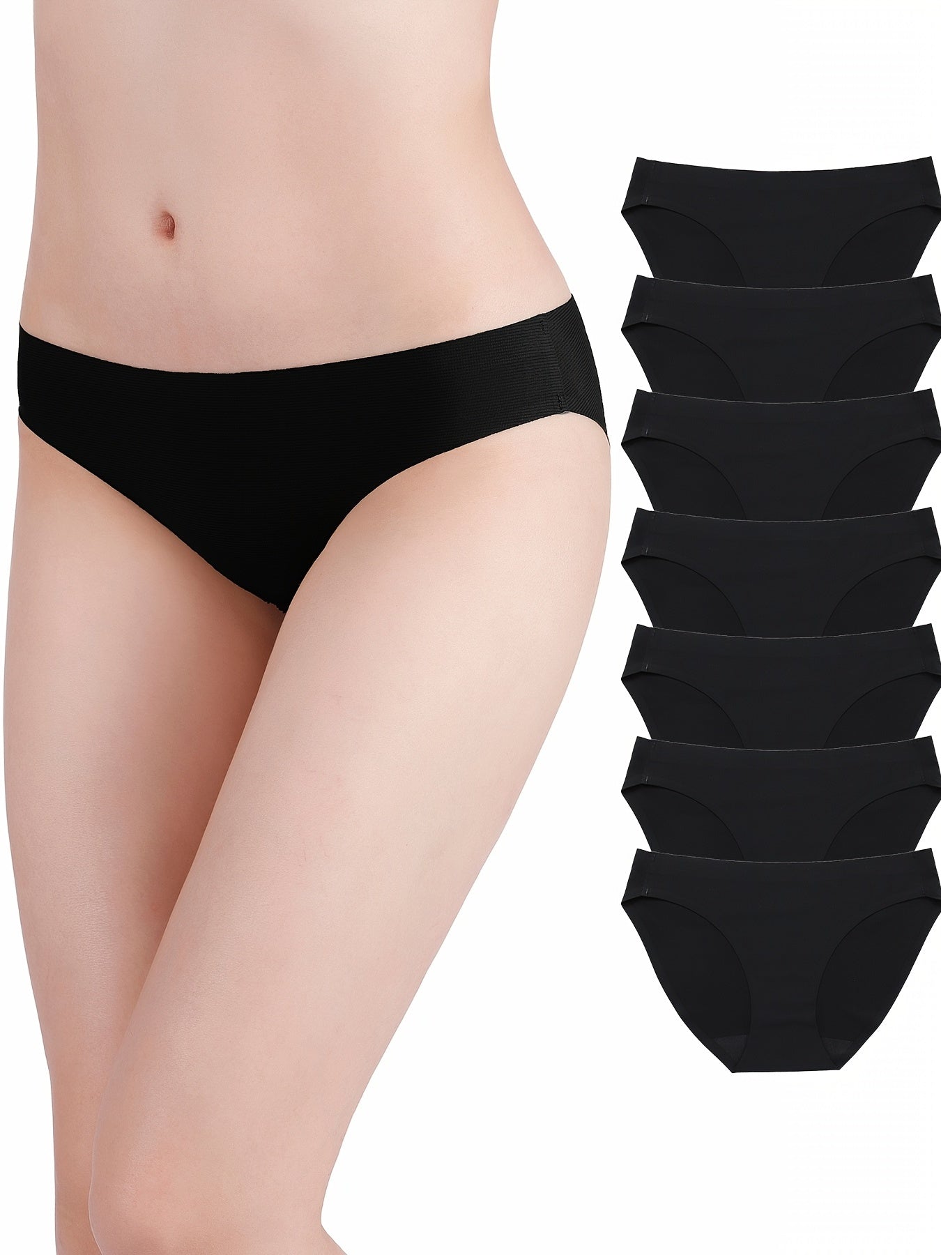 7 braguitas de bikini de colores variados para mujer: ropa interior elástica suave, transpirable y cómoda.