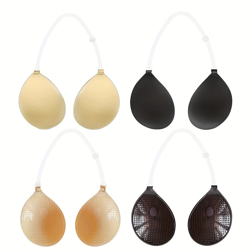 Sujetador de silicona IdeaCCSZ con realce: invisible, sin tirantes, transpirable, compatible con vestidos de novia, con soporte inalámbrico.
