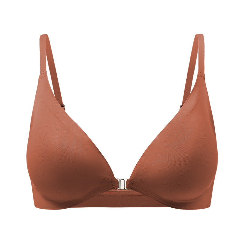 Women's Magnetic Front Closure Push-Up Bra: Seamless Deep V, Wireless, Lightweight