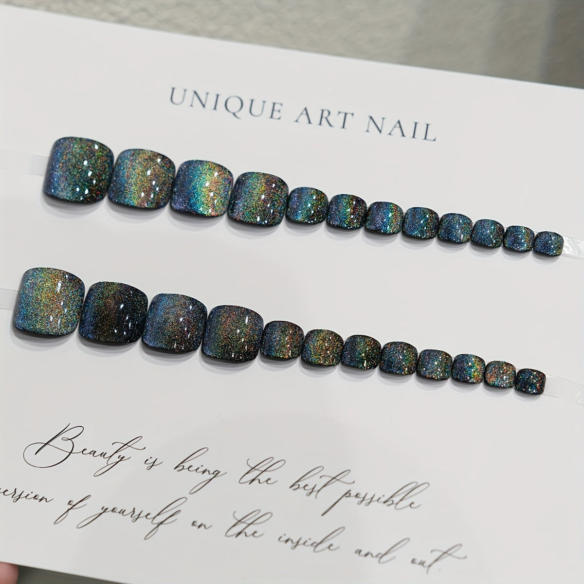 Rainbow Cat Eye Colorful Wearable Toe Nails