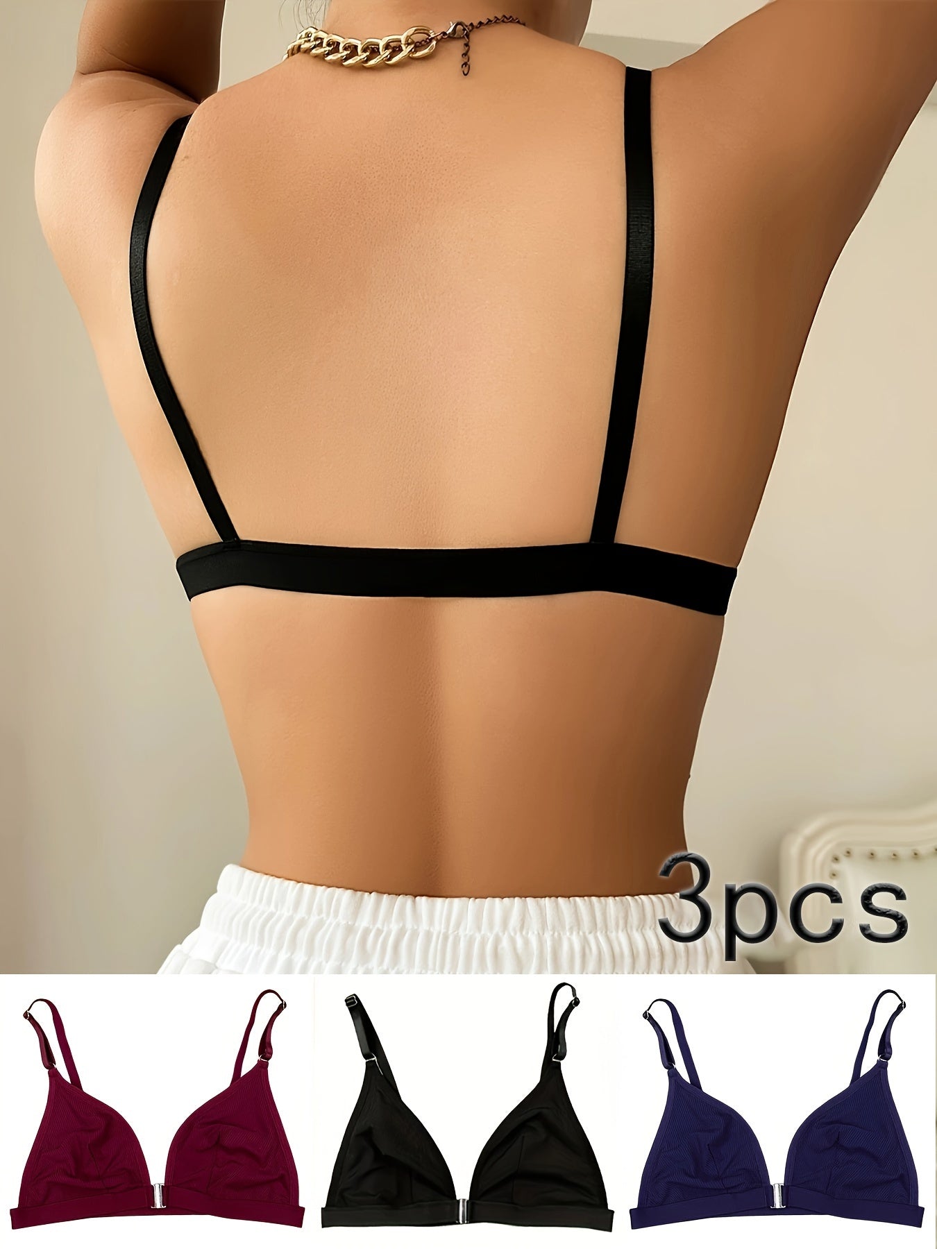 3-teiliger, fester Frontverschluss, kabellos, Cami-Push-Up-BH – bequeme, elegante Damenunterwäsche