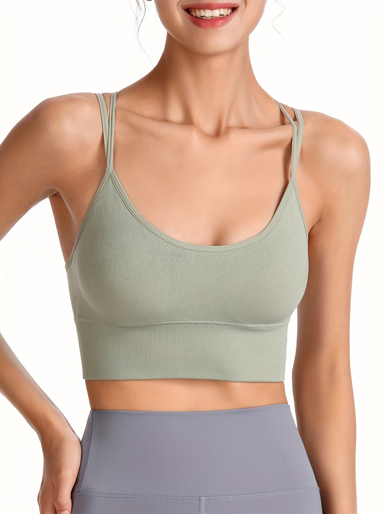 Damen-Sport-BH-Oberteil mit herausnehmbaren Polstern, überkreuzter Rücken, bügellos, für Training und Yoga, sportlicher Stil