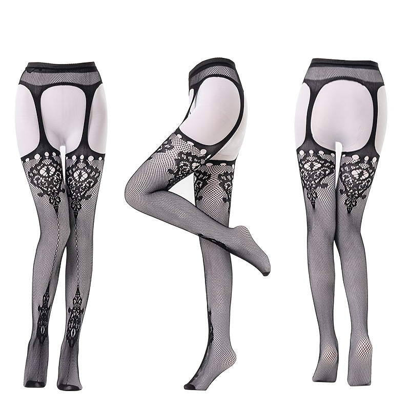 4-Pack Sexy Hollow-Out Fishnet Pantyhose Set for Women - Breathable Elastic Garter Belt Hosiery for Wedding