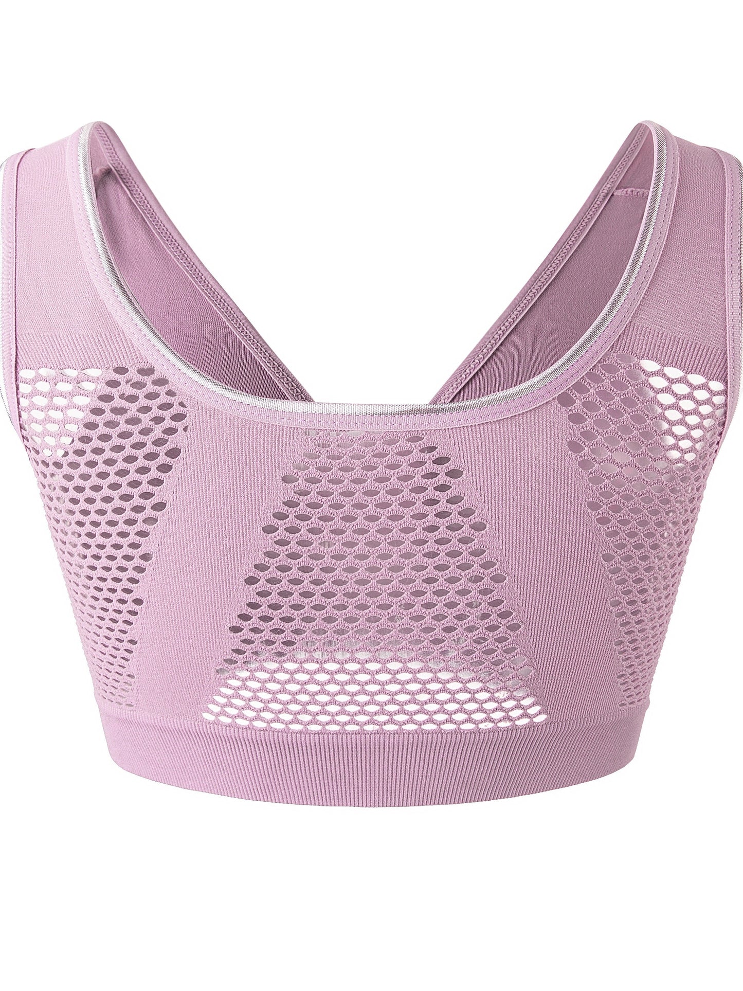 Damen-Sport-BH, Übergröße, Schnalle, vorne offen, solides, atmungsaktives Netzgewebe, kabellos, dünn, Fitness, Yoga, Lauf-BH