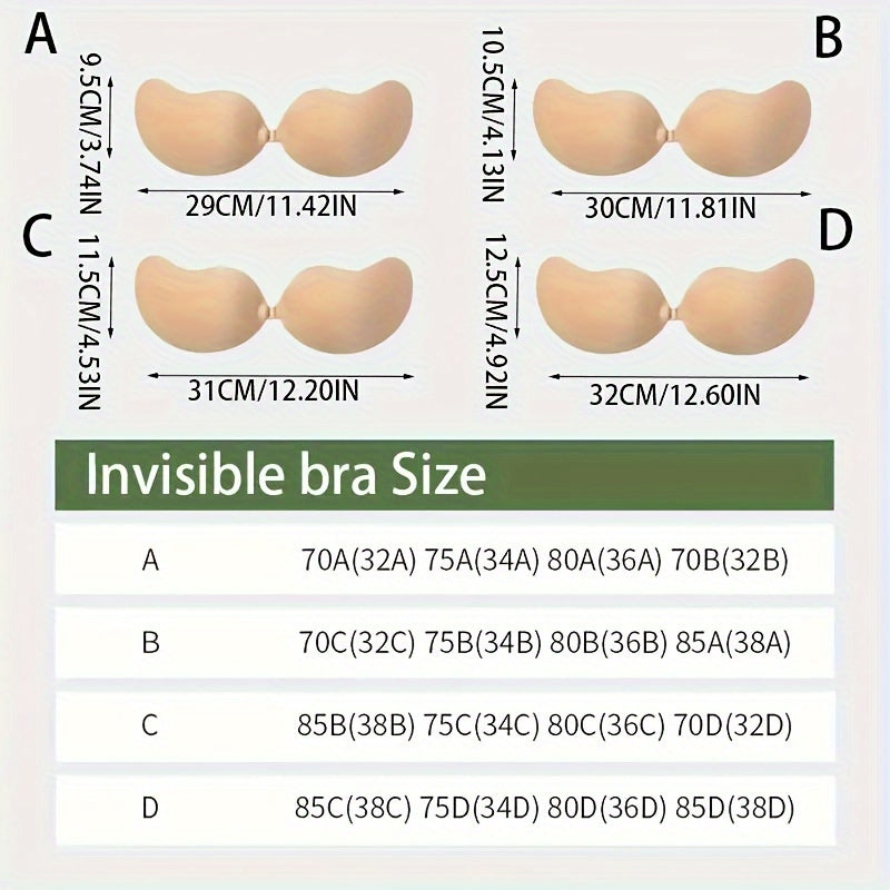 1 Pair Strapless Stick-On Bra: Mango-Shaped, Invisible Lift & Support