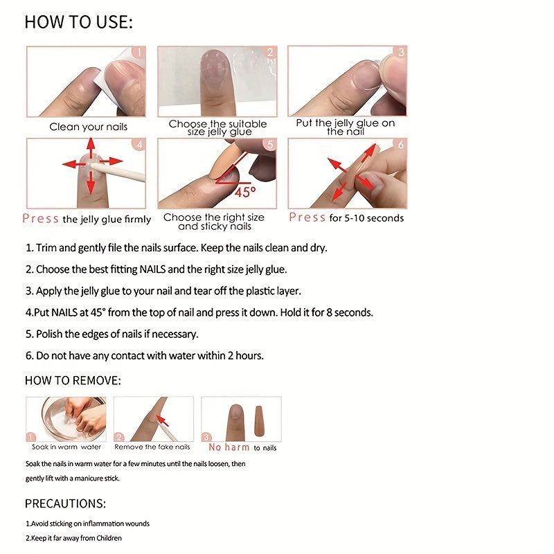 24 Pcs Glossy Long Coffin Press-On Nails - Gradient Pinkish & White French Style, Glitter, Reusable