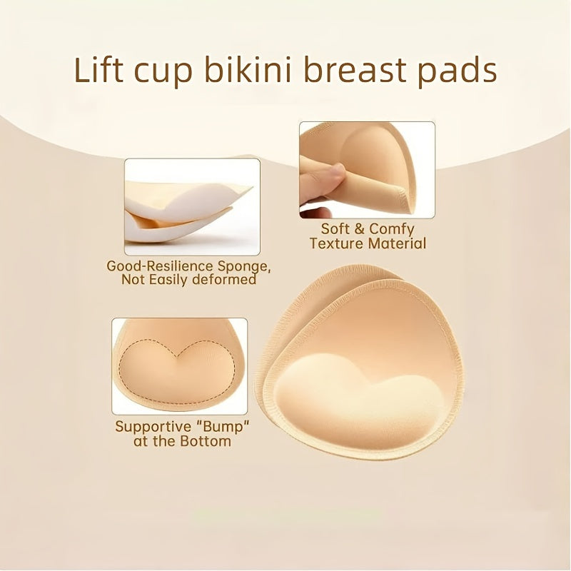 2 almohadillas invisibles de esponja para sujetador - Reutilizables para realzar el pecho, ideal para bikini, incluye cubrepezones - Lencería femenina