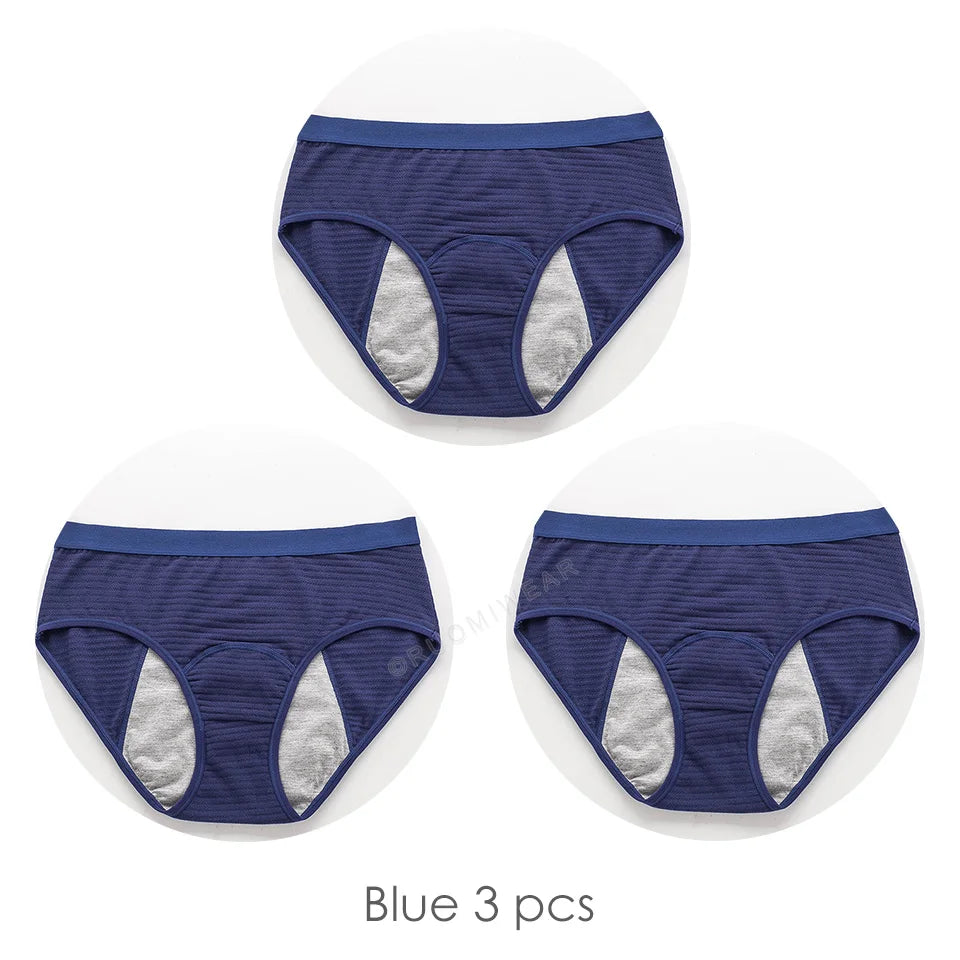 Experience Comfort and Protection with 3pcs Mesh Ribbed Cotton Leak Proof Menstrual Panties