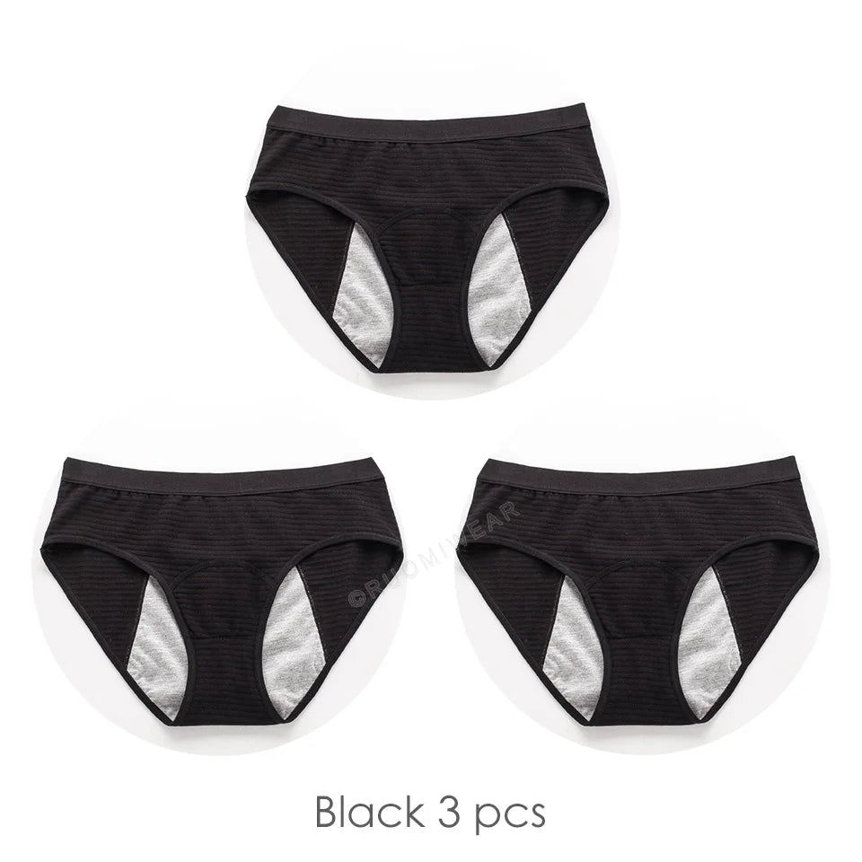 Experience Comfort and Protection with 3pcs Mesh Ribbed Cotton Leak Proof Menstrual Panties
