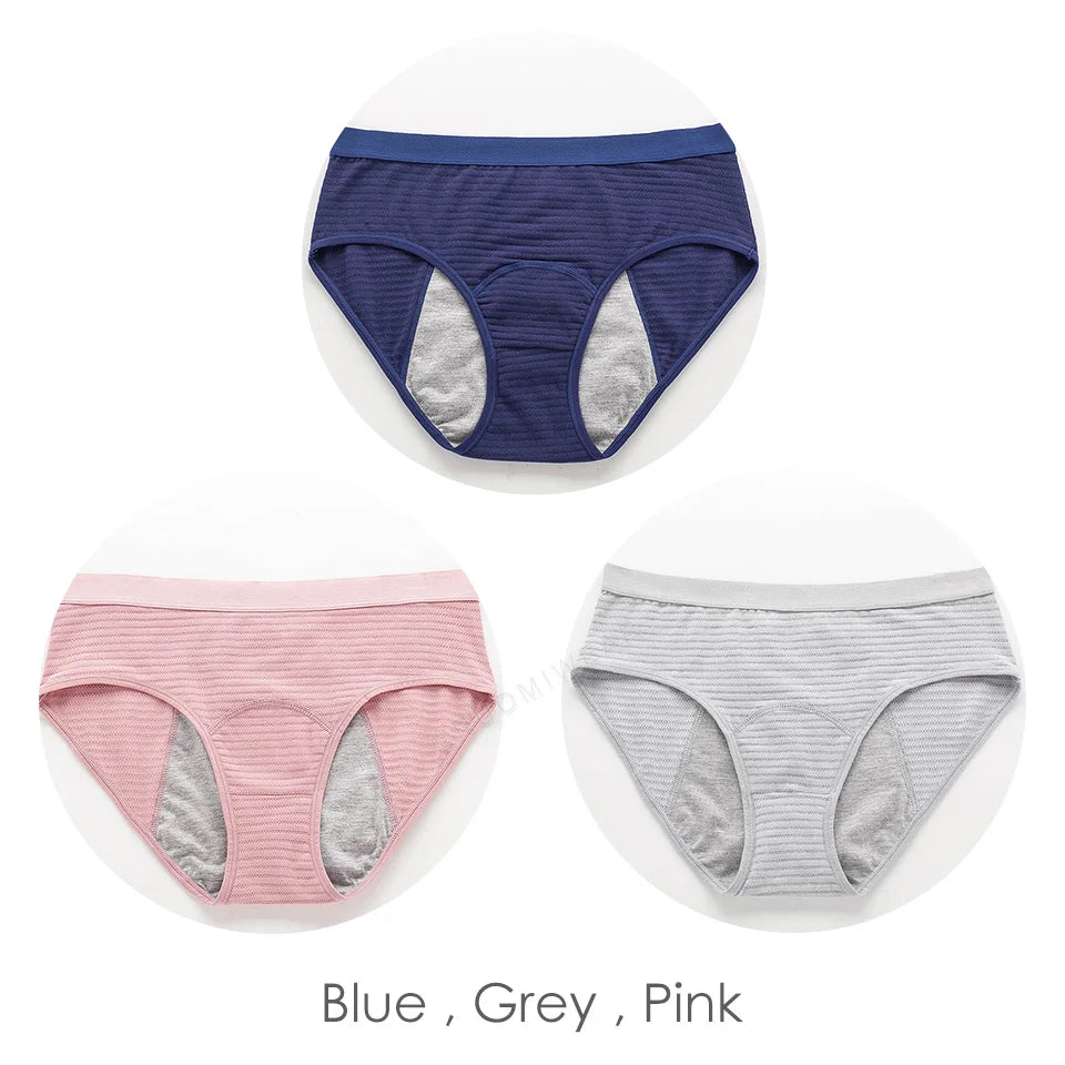 Experience Comfort and Protection with 3pcs Mesh Ribbed Cotton Leak Proof Menstrual Panties