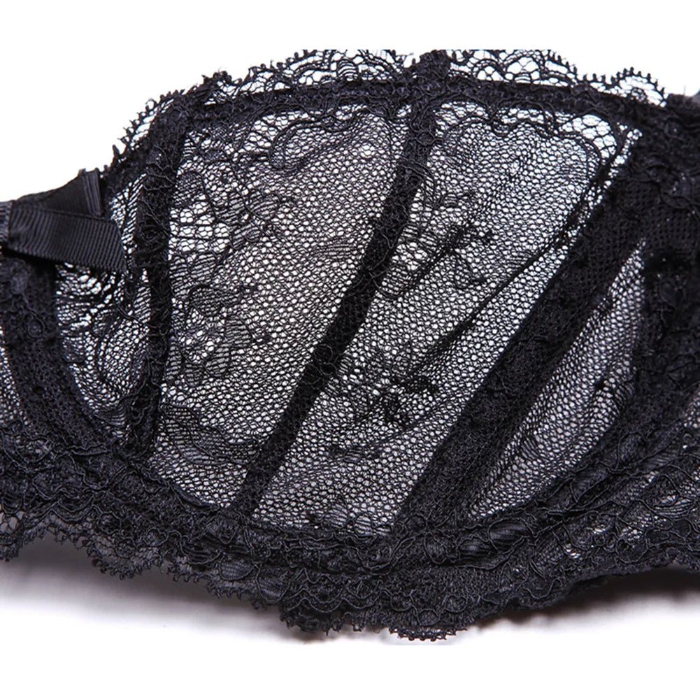 Logirlve Sexy BHs in Übergröße mit Stickerei, Spitze und transparentem Design für C- und D-Körbchen – Rosa, ultradünne Unterwäsche