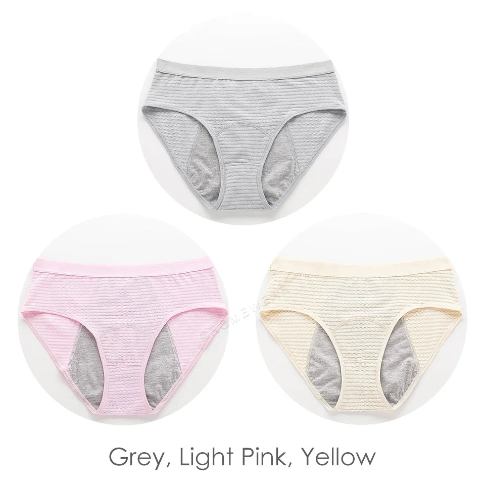 Experience Comfort and Protection with 3pcs Mesh Ribbed Cotton Leak Proof Menstrual Panties