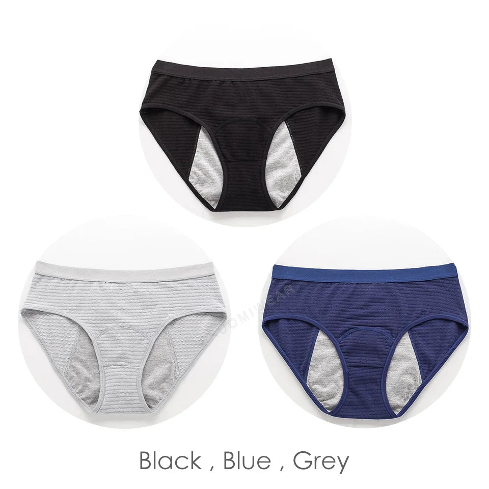 Experience Comfort and Protection with 3pcs Mesh Ribbed Cotton Leak Proof Menstrual Panties